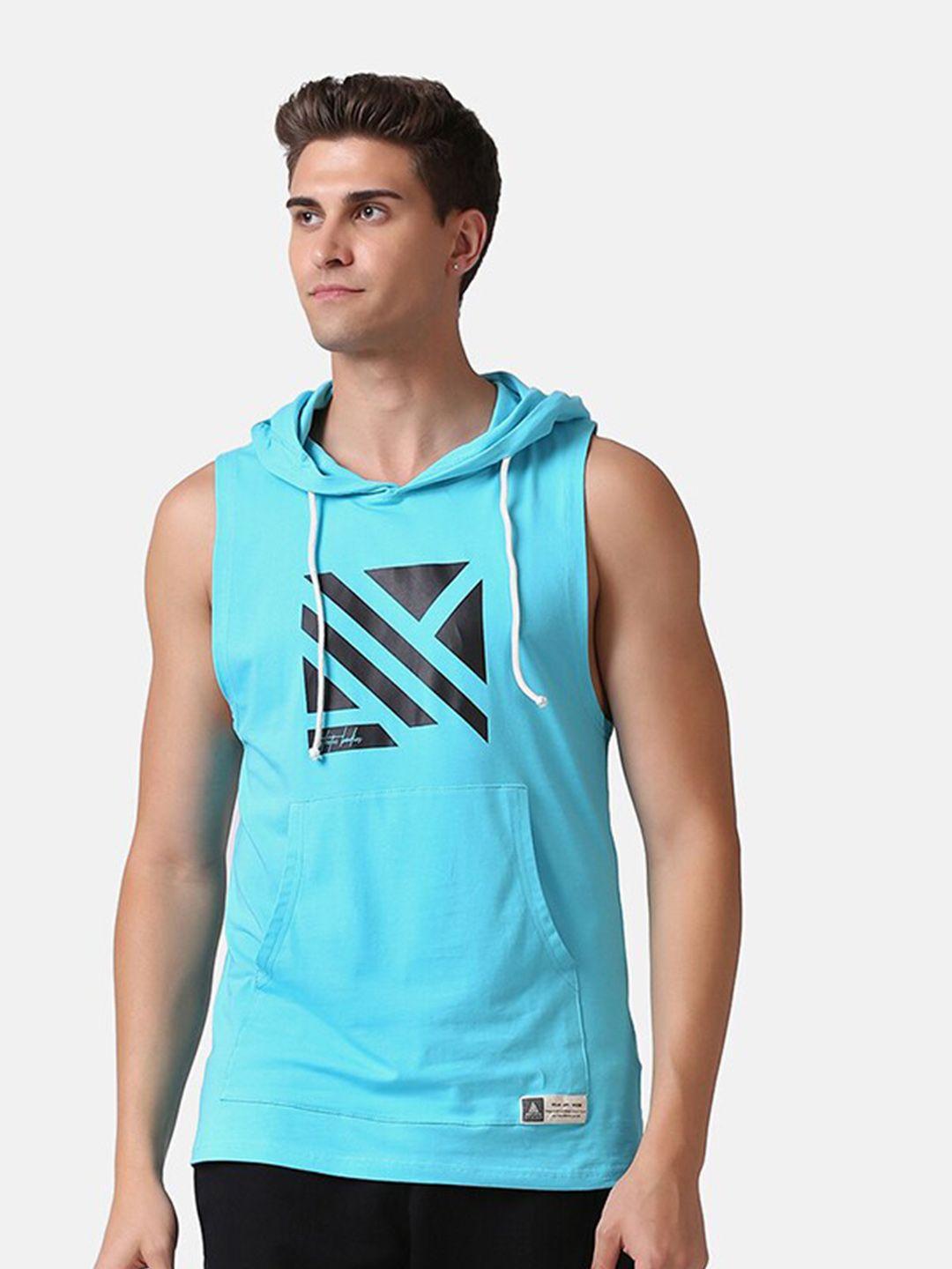aesthetic bodies men turquoise blue printed slim fit t-shirt
