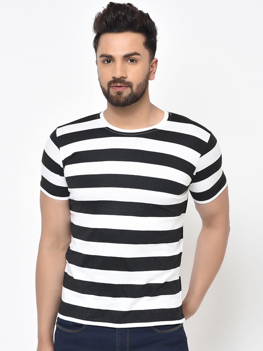 aesthetic bodies men white striped round neck t-shirt