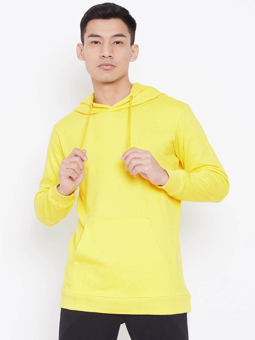 aesthetic bodies men yellow solid hooded sweatshirt