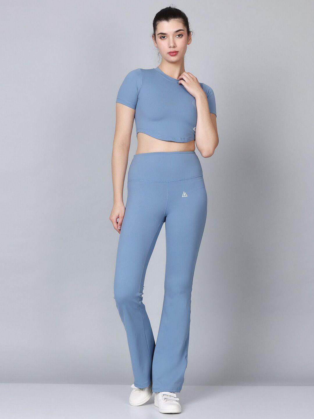 aesthetic bodies short sleeves crop top with flared trouser