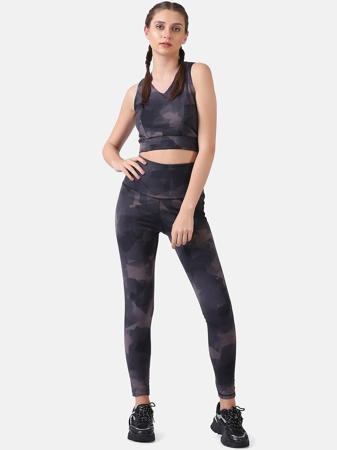 aesthetic bodies women grey printed prisma gym co ords