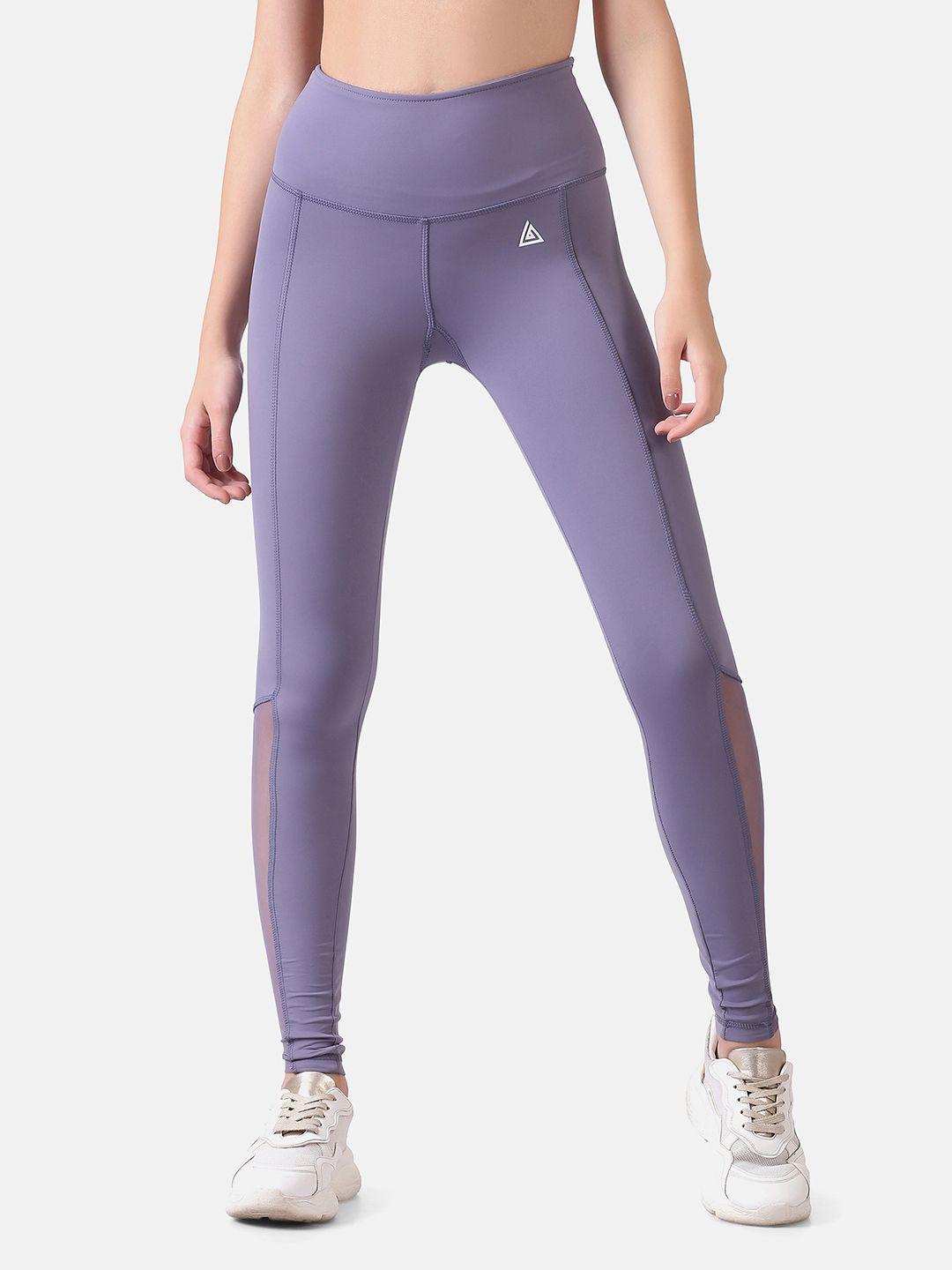 aesthetic bodies women lavender solid snug fit tights