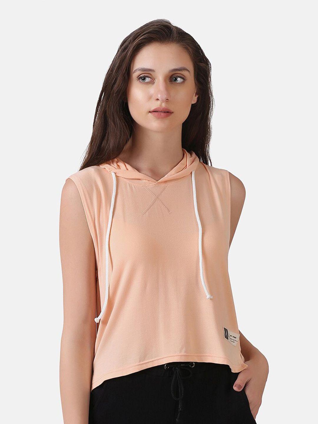 aesthetic bodies women peach-coloured solid hooded sweatshirt