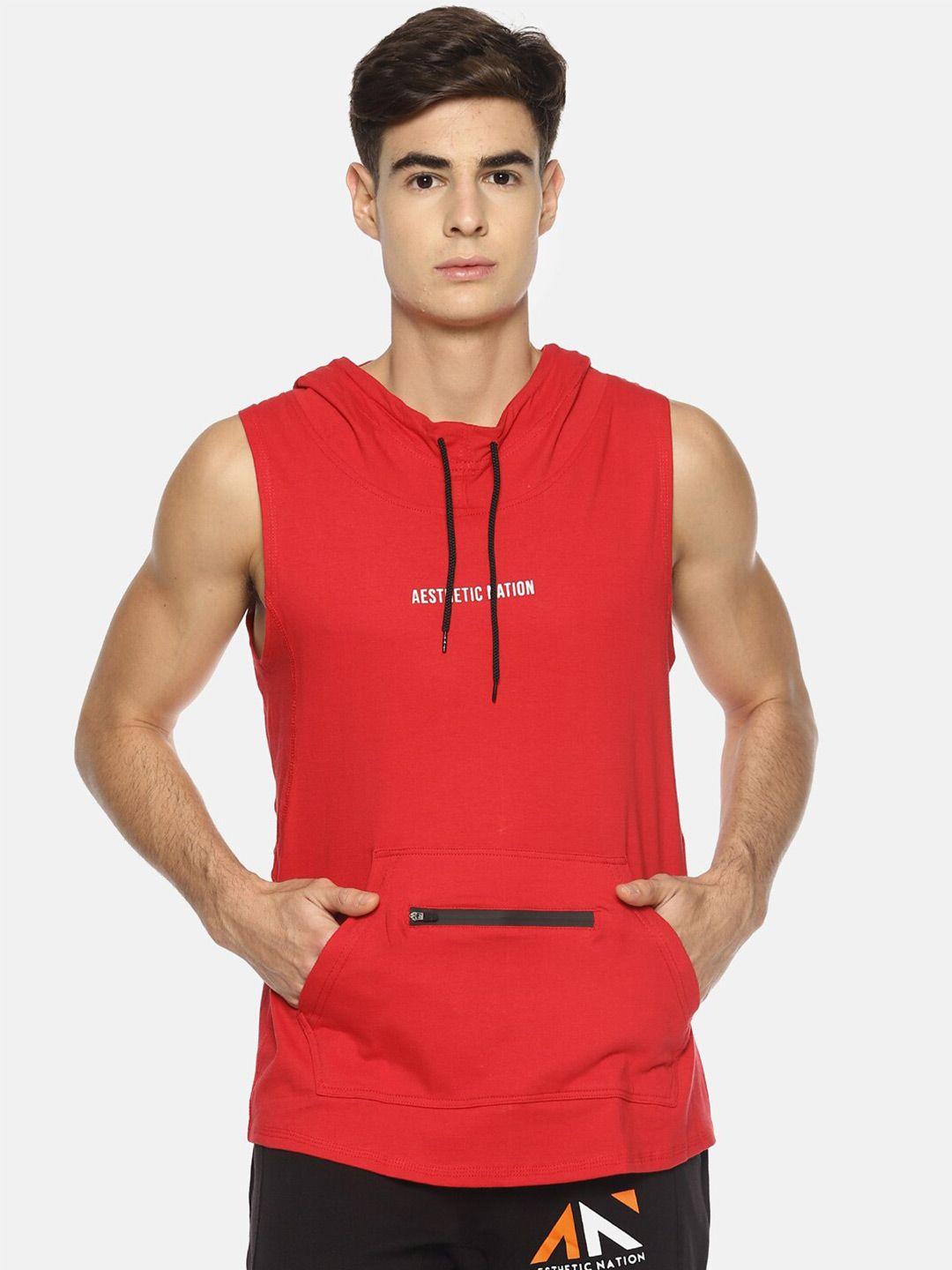 aesthetic nation hooded sleeveless cotton training or gym t-shirt