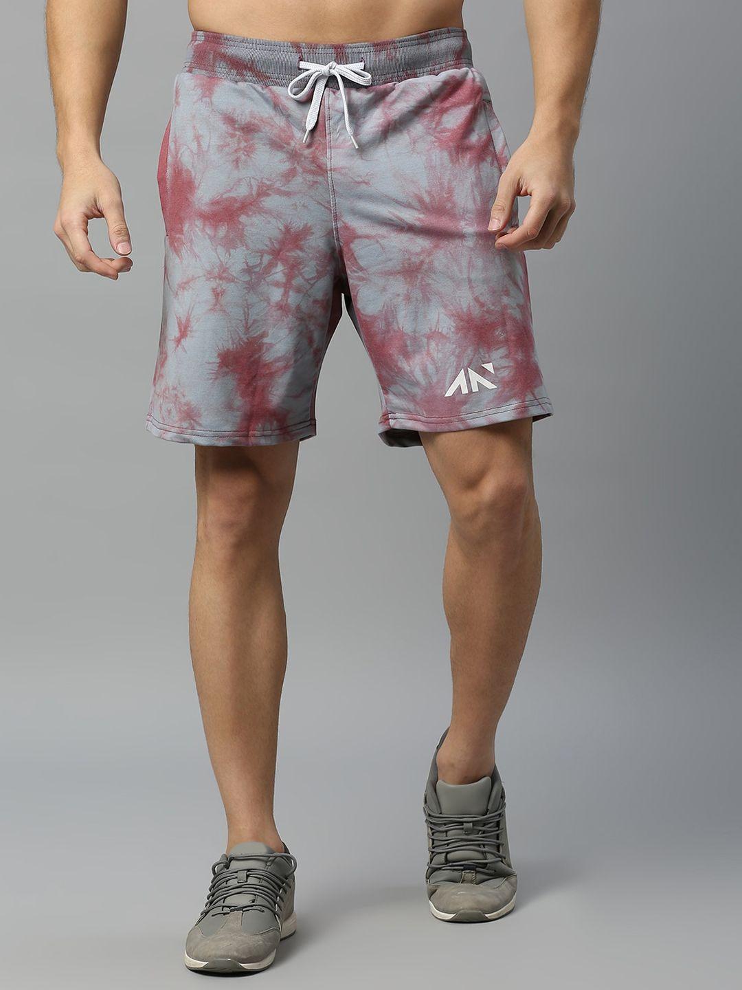 aesthetic nation men abstract printed mid-rise regular fit cotton sports shorts