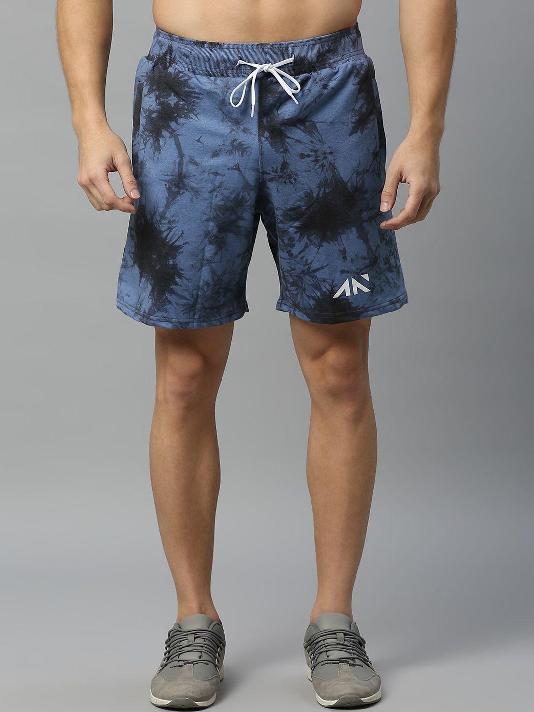 aesthetic nation men abstract printed mid-rise regular fit cotton sports shorts