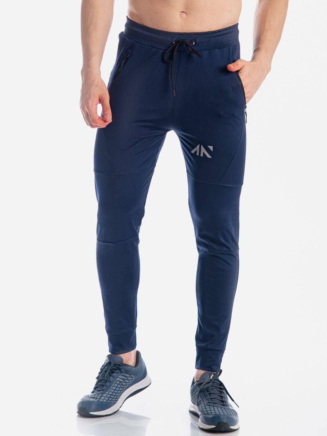 aesthetic nation men navy blue solid slim-fit joggers