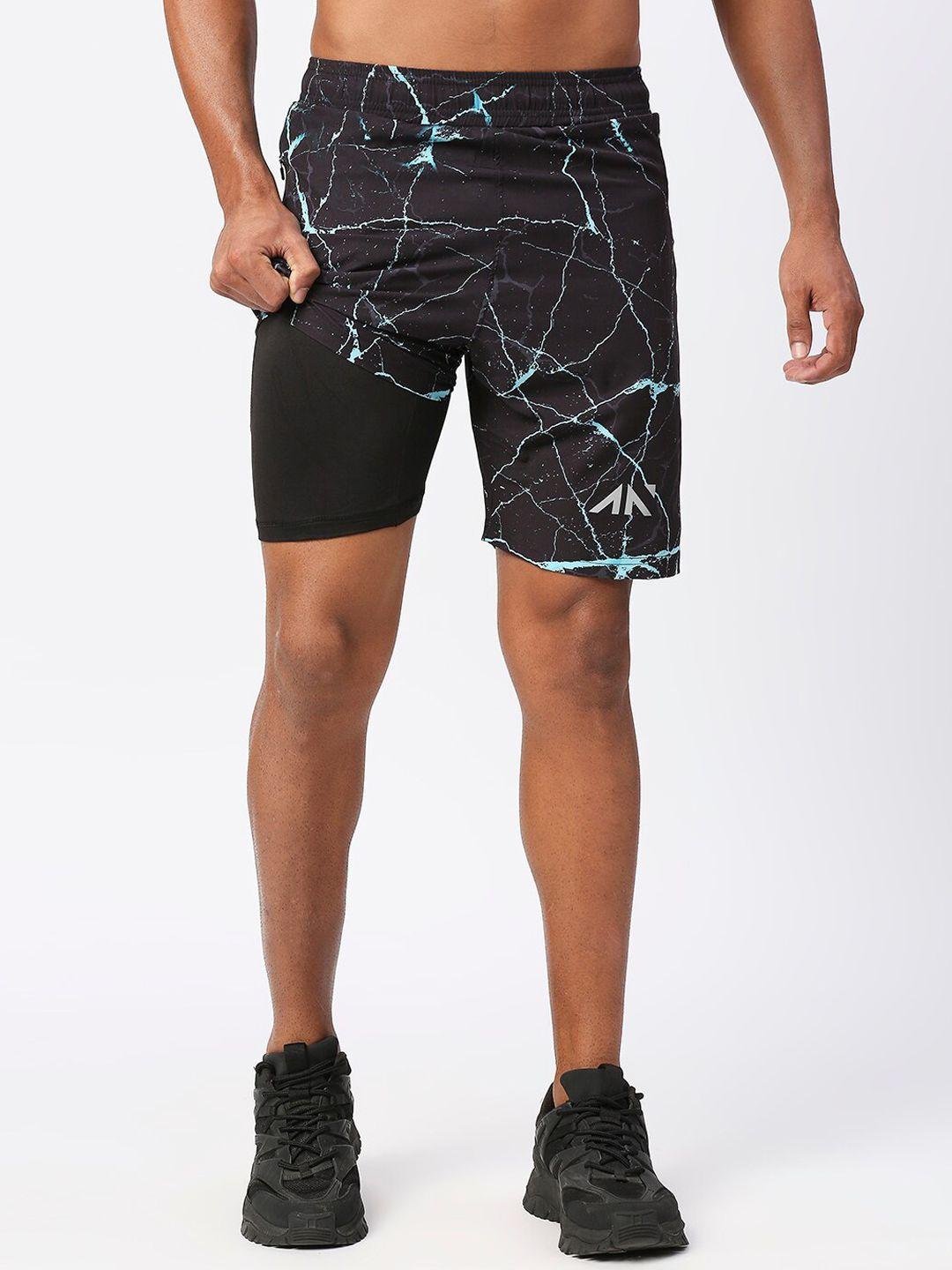 aesthetic nation men printed slim fit rapid-dry training or gym sports shorts