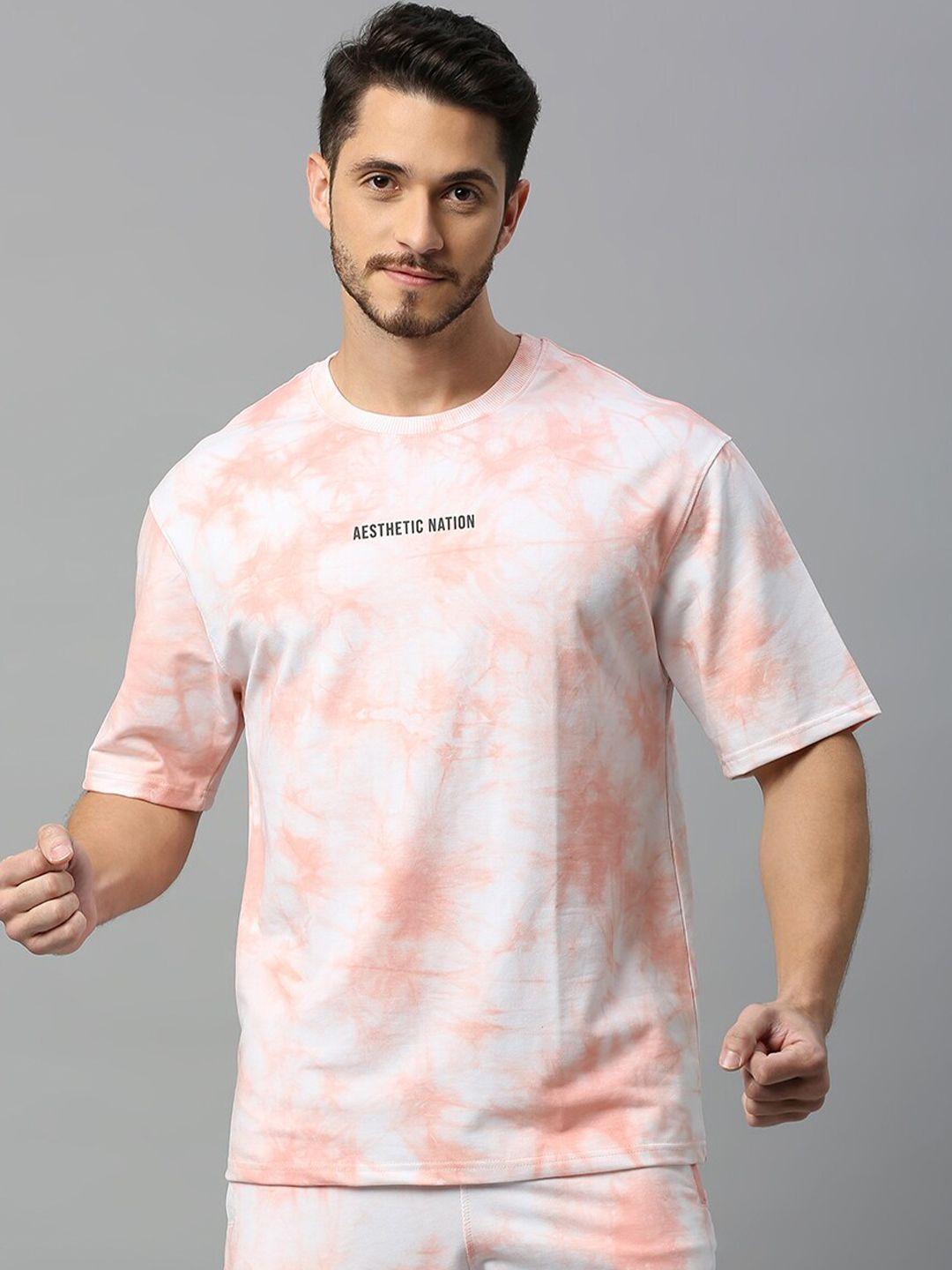 aesthetic nation tie and dye printed round neck cotton oversized t-shirt