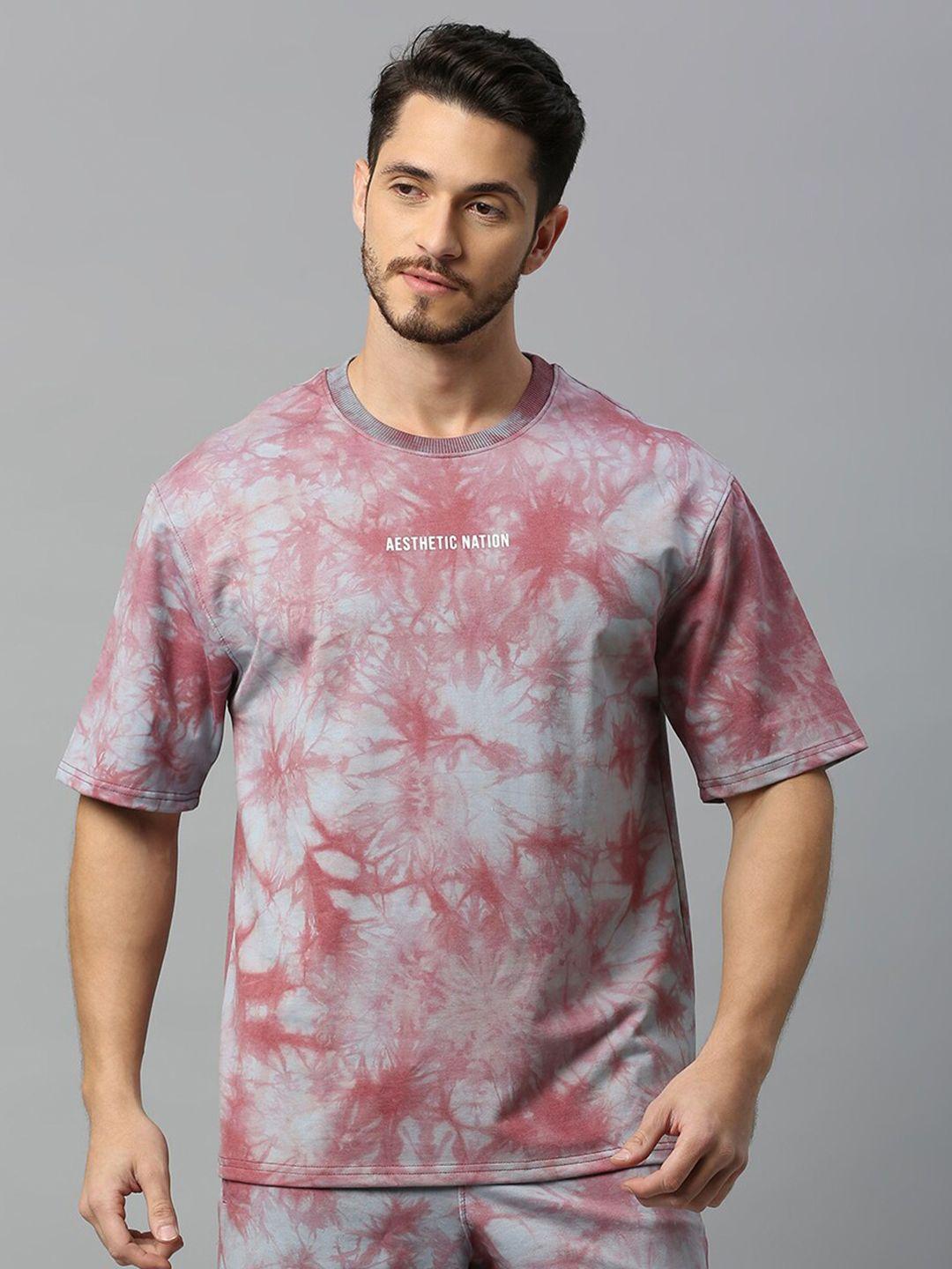 aesthetic nation tie and dye printed round neck cotton oversized t-shirt