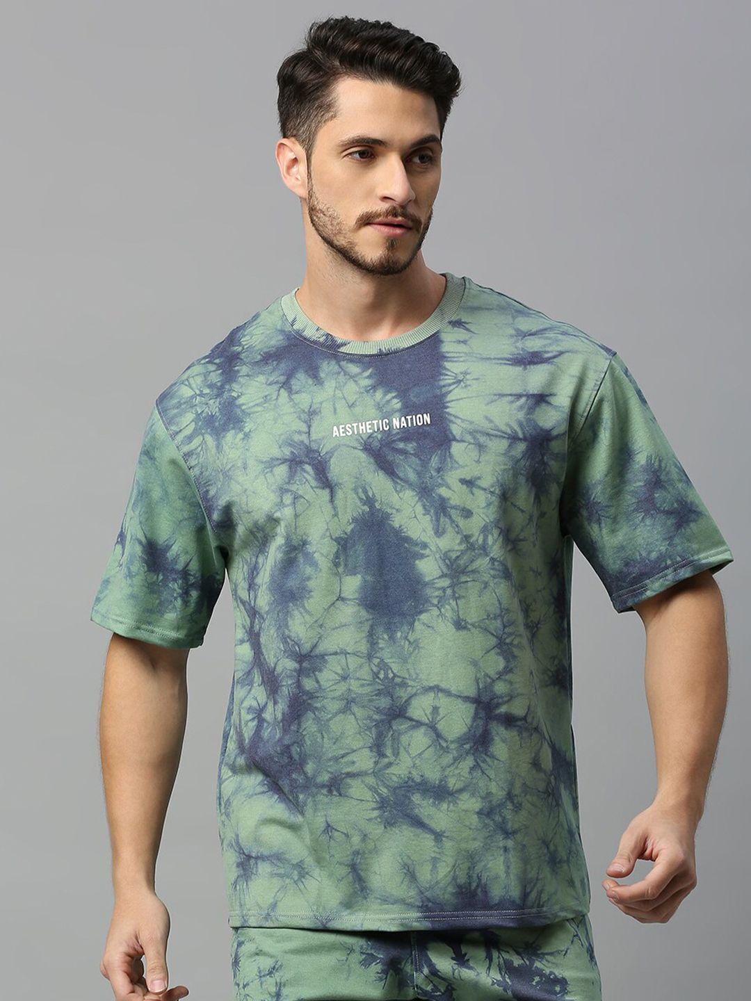 aesthetic nation tie and dye printed round neck cotton oversized t-shirt