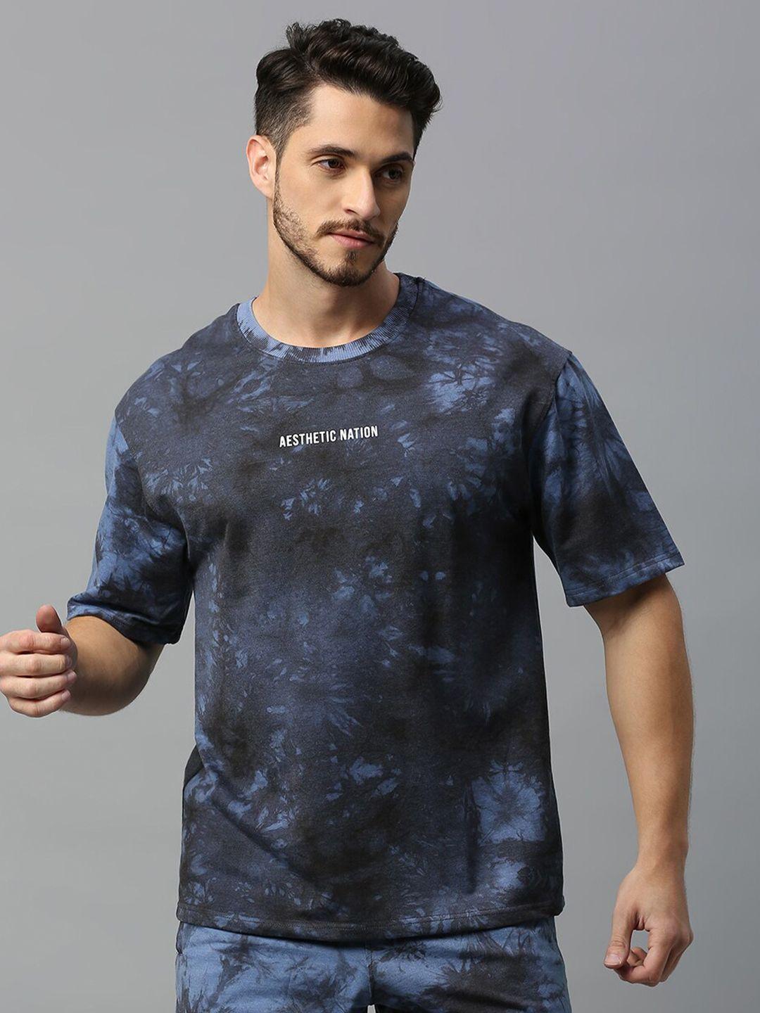 aesthetic nation tie and dye printed round neck cotton oversized t-shirt