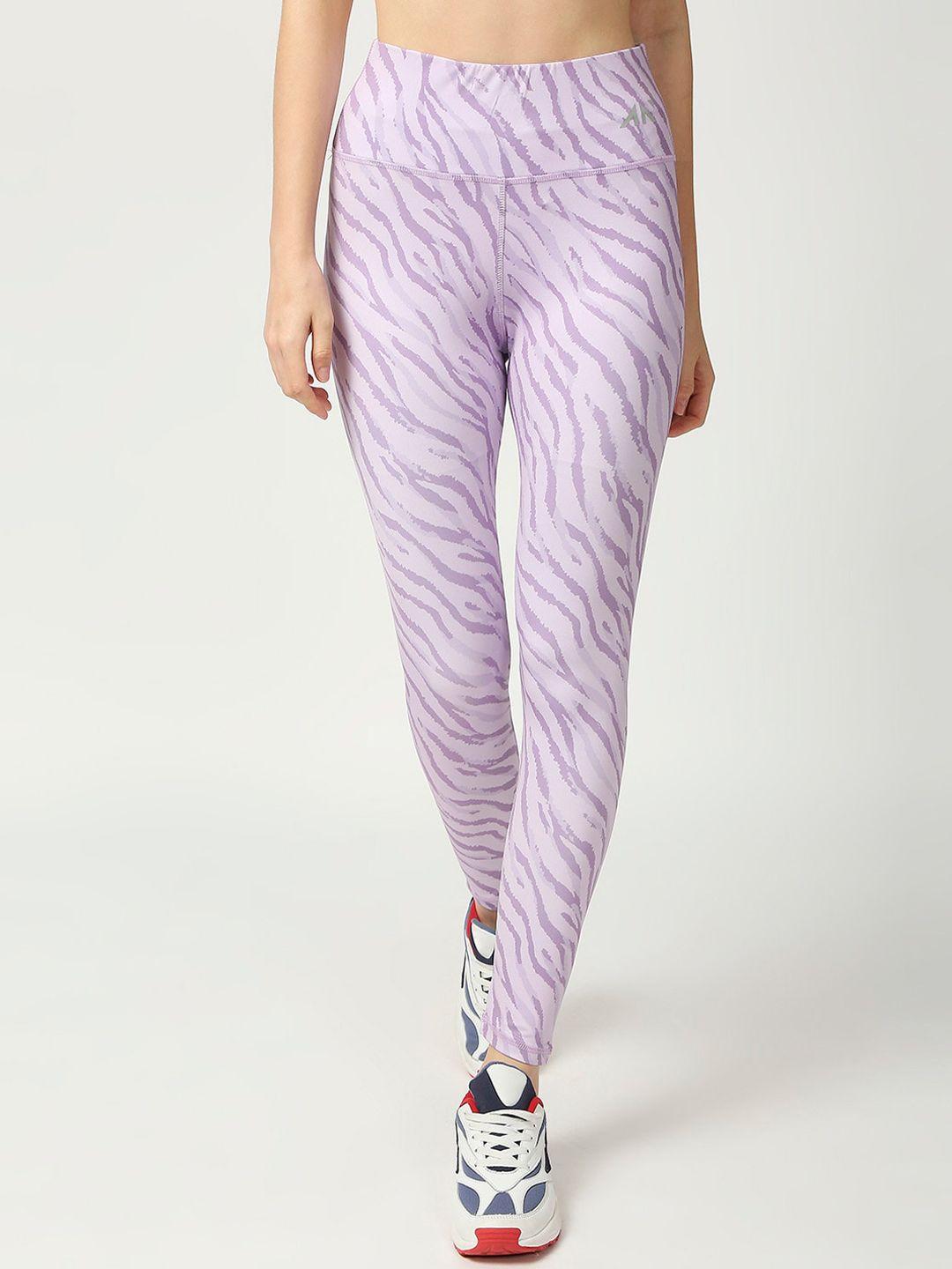 aesthetic nation women lavender printed dry fit tights