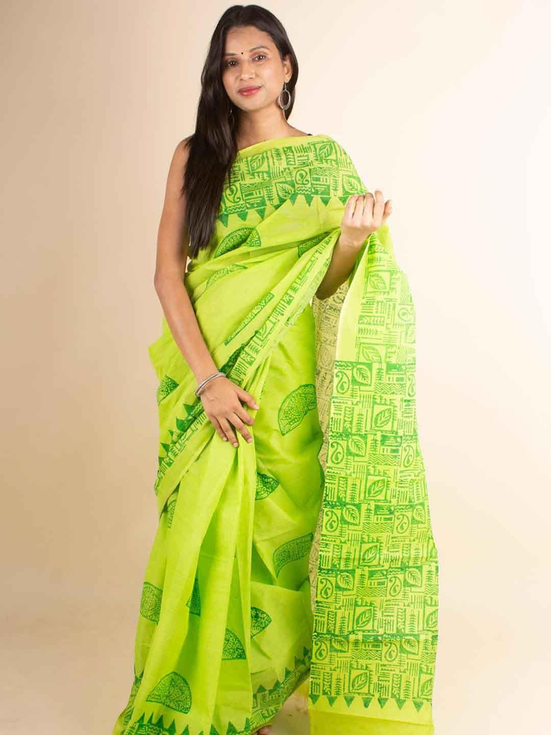 aevum ethnic motifs printed pure cotton block print saree