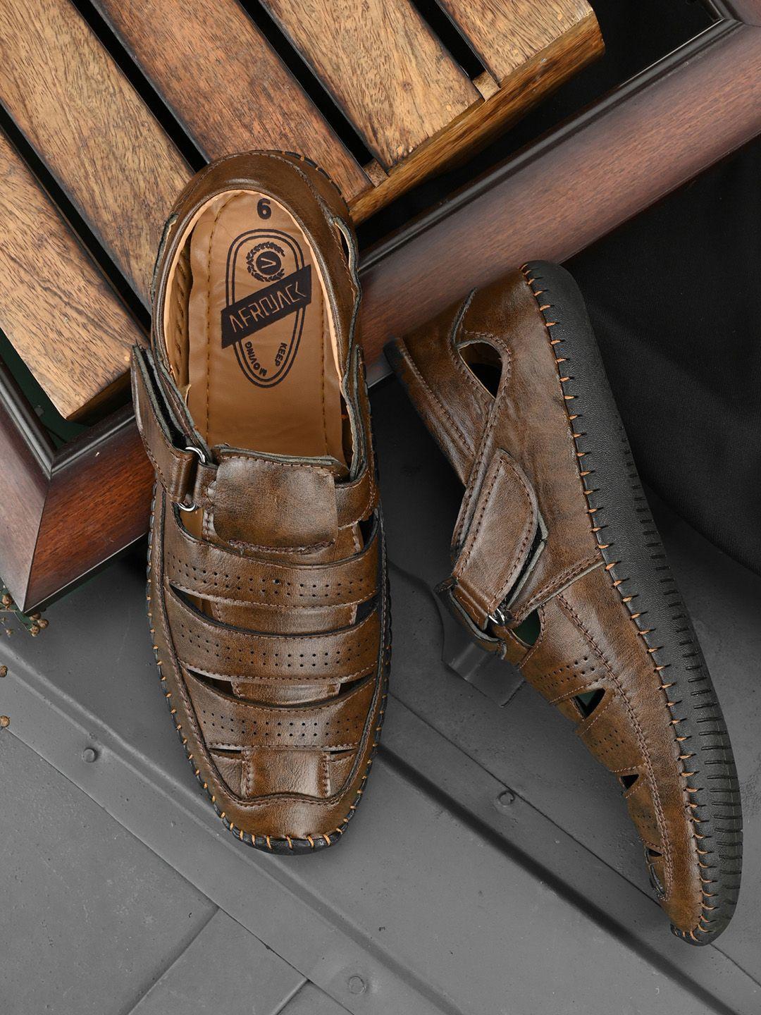 afrojack men brown shoe-style sandals