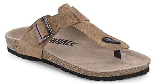 afrojack men's orginal leather sandals | casual sliders for boys s800 (beige, 7)