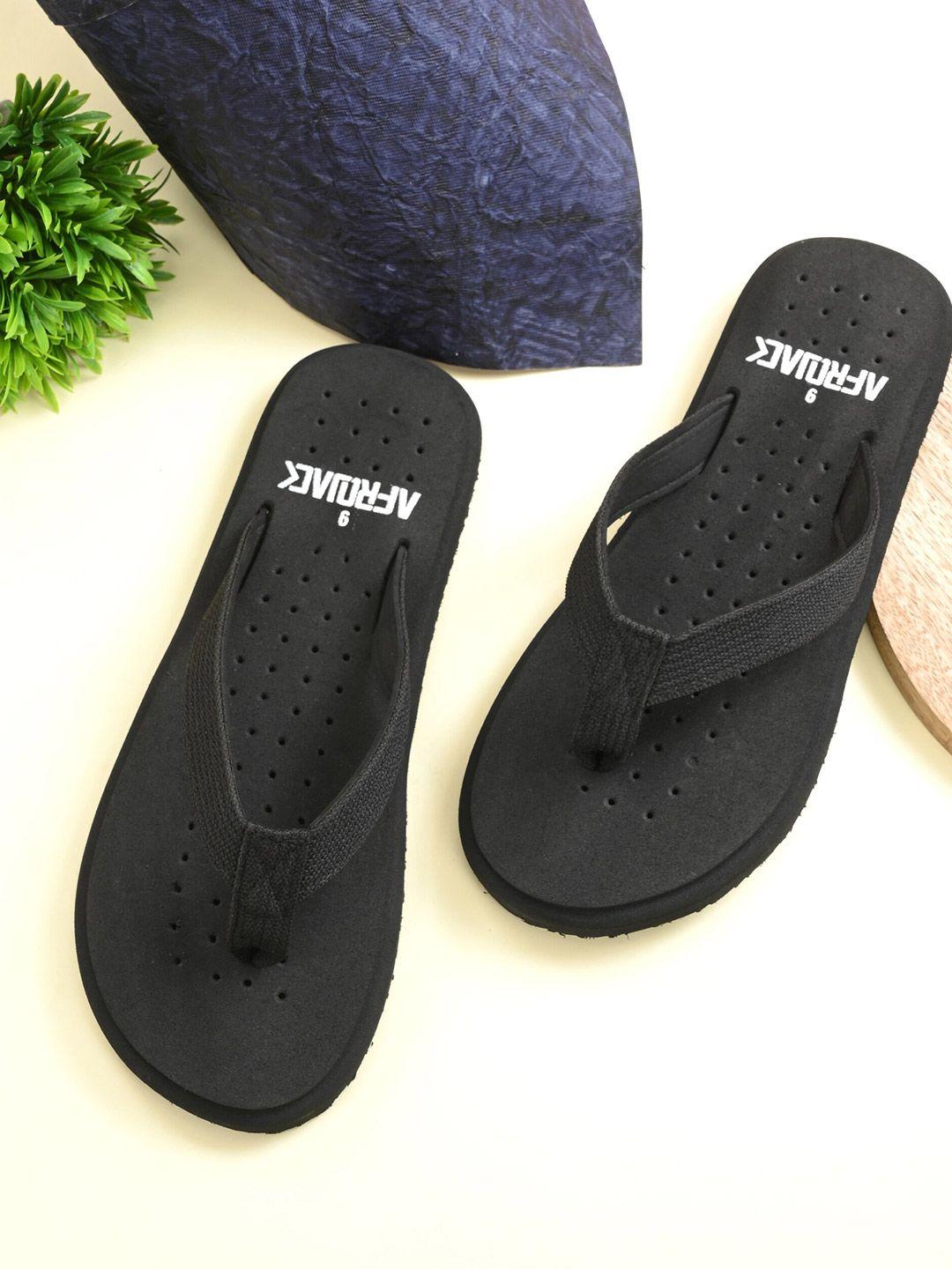 afrojack men black & white printed thong flip-flops