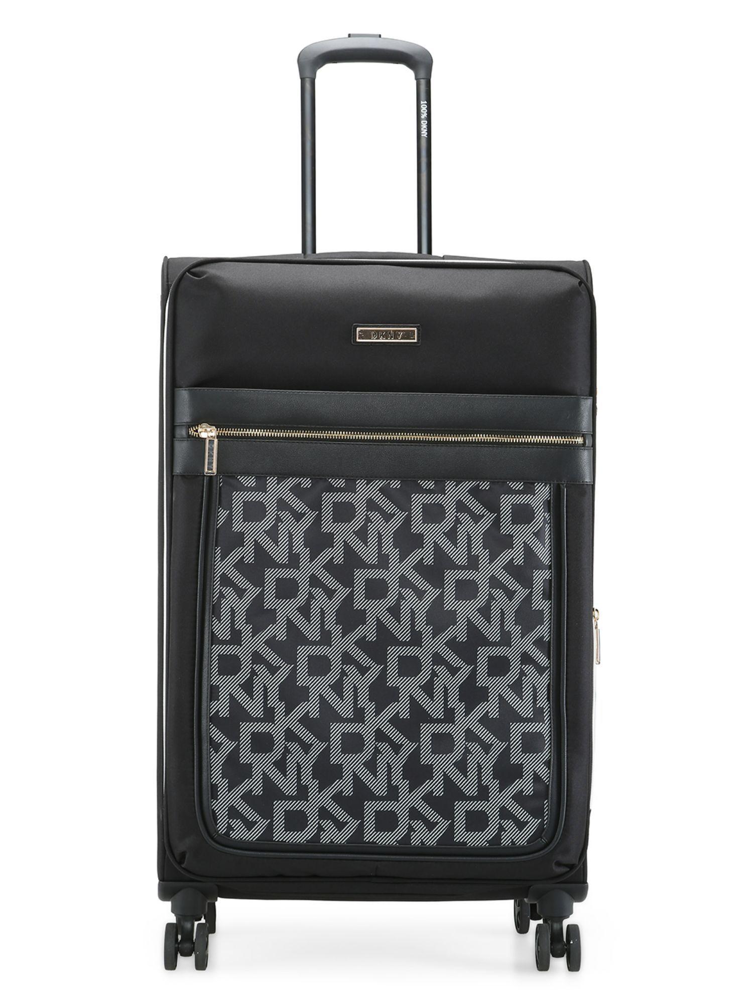 after hours black logo print soft side polyester twill material 21 cabin trolley