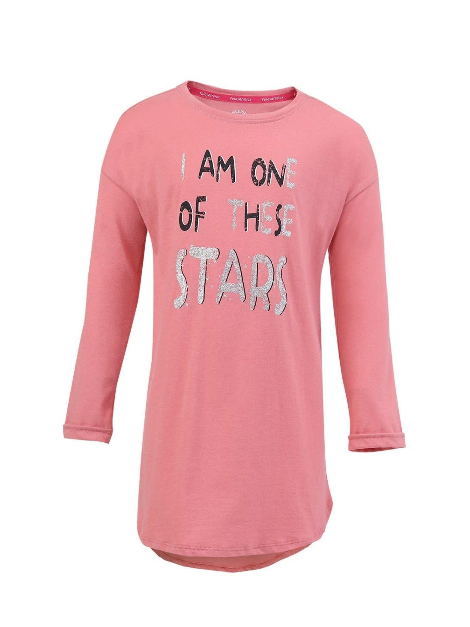 ag64 cotton round neck full sleeves t-shirt for girls pink