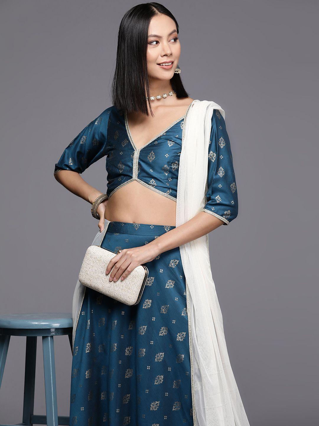 ahalyaa printed foil print ready to wear lehenga & blouse with dupatta