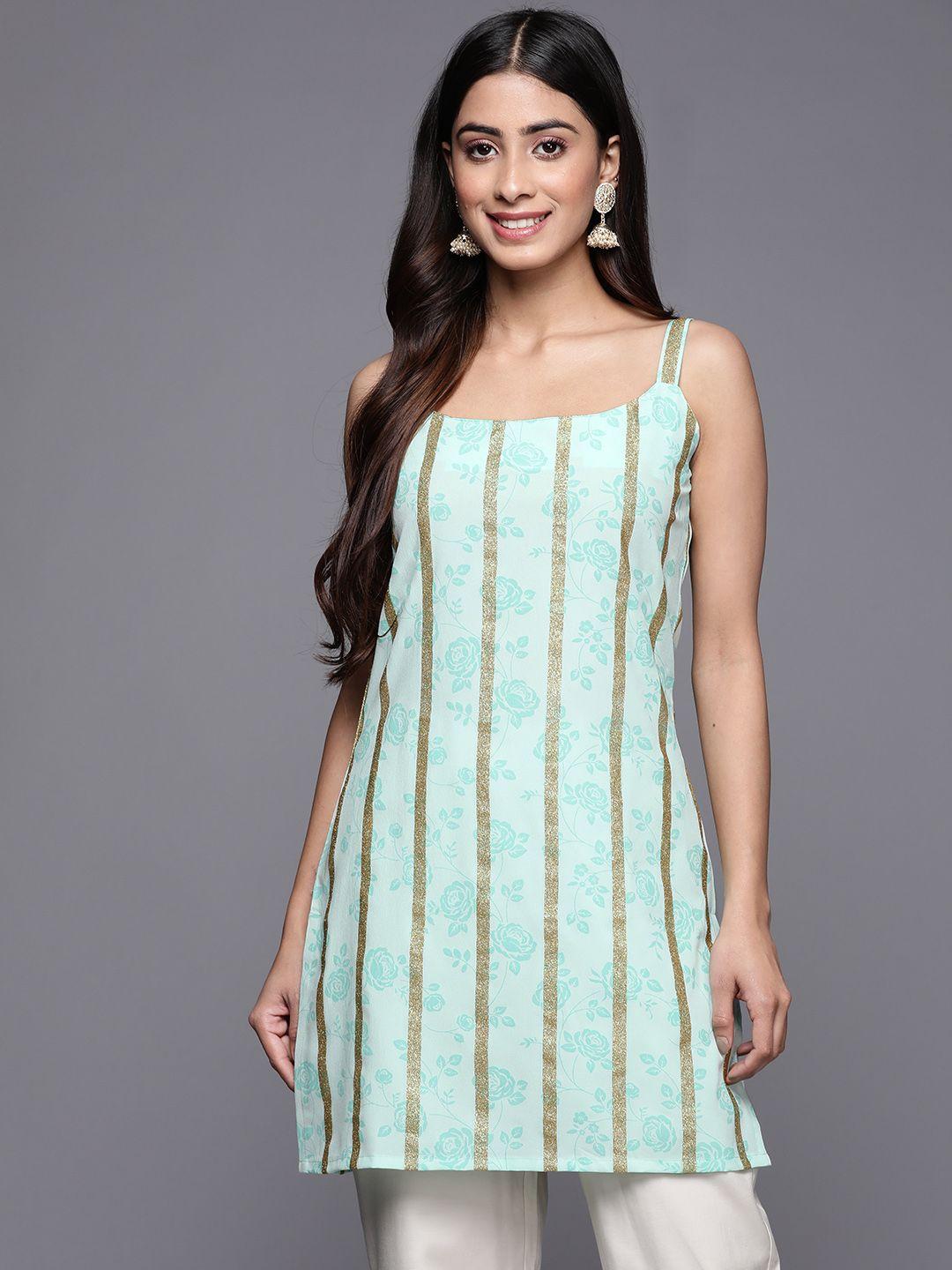 ahalyaa-striped-floral-printed-shoulder-straps-crepe-tunic