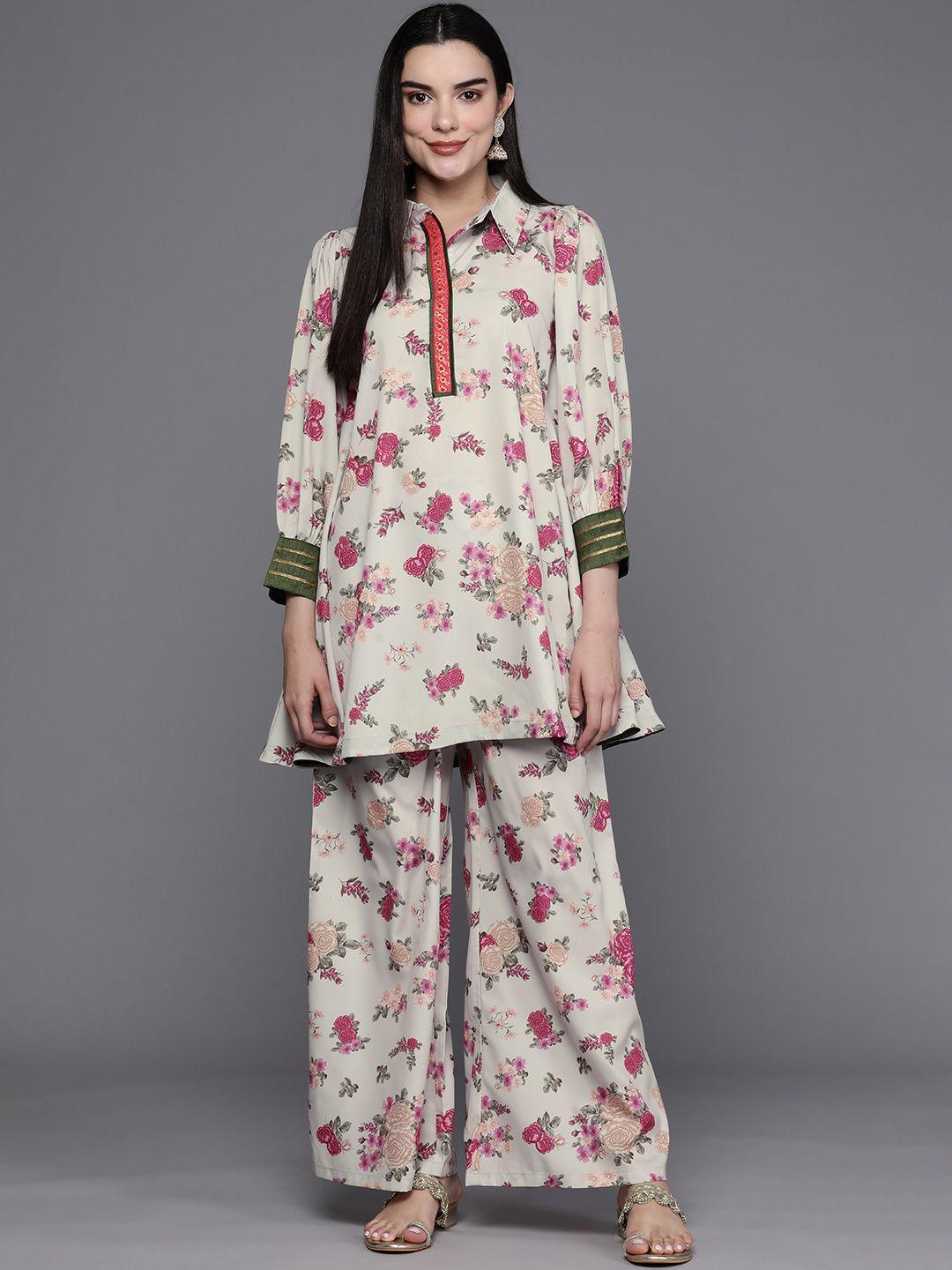 ahalyaa women floral printed tunic with palazzos