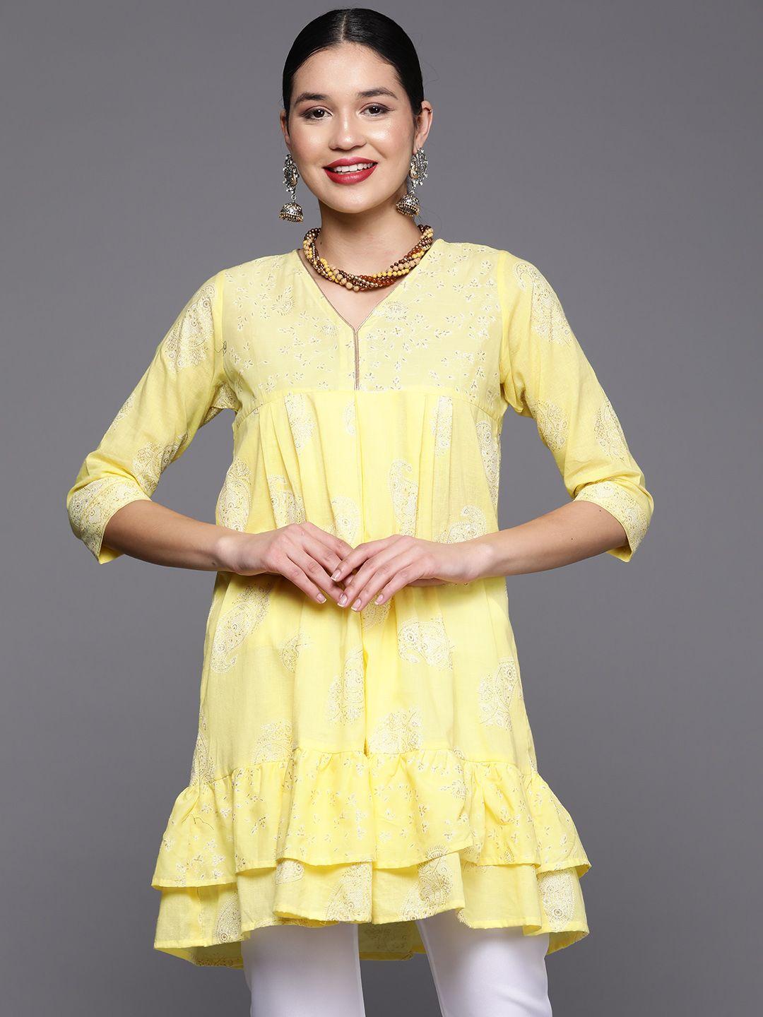 ahalyaa-yellow-printed-cotton-tunic