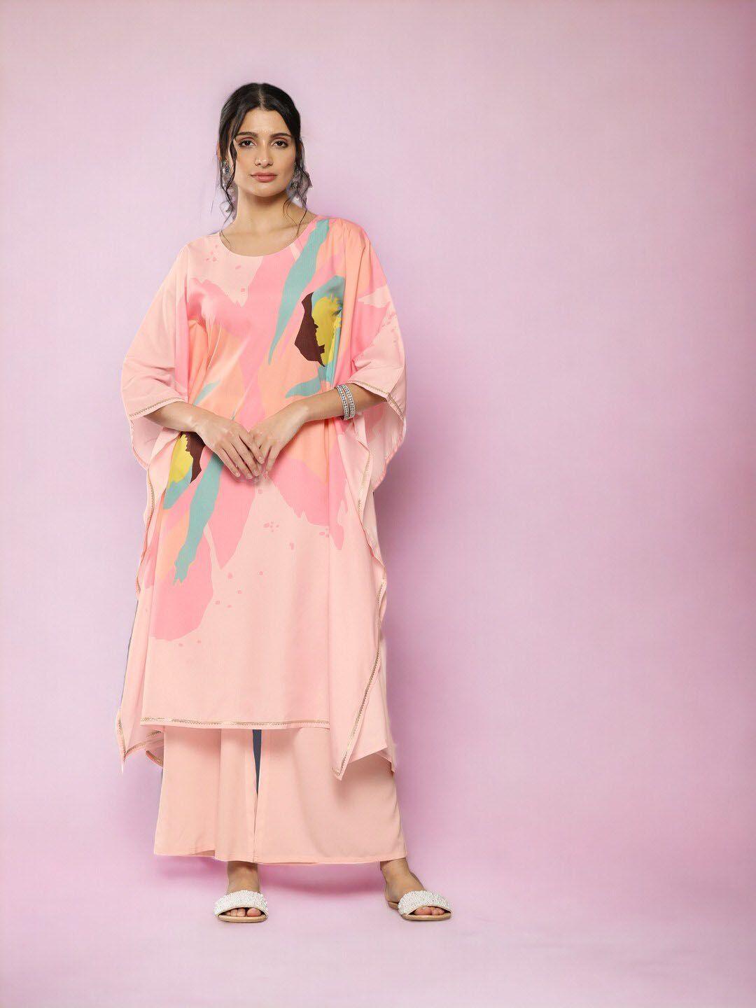 ahalyaa abstract regular gotta patti kaftan kurta with palazzos