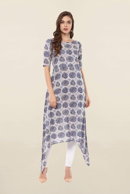 ahalyaa blue printed cotton kurta