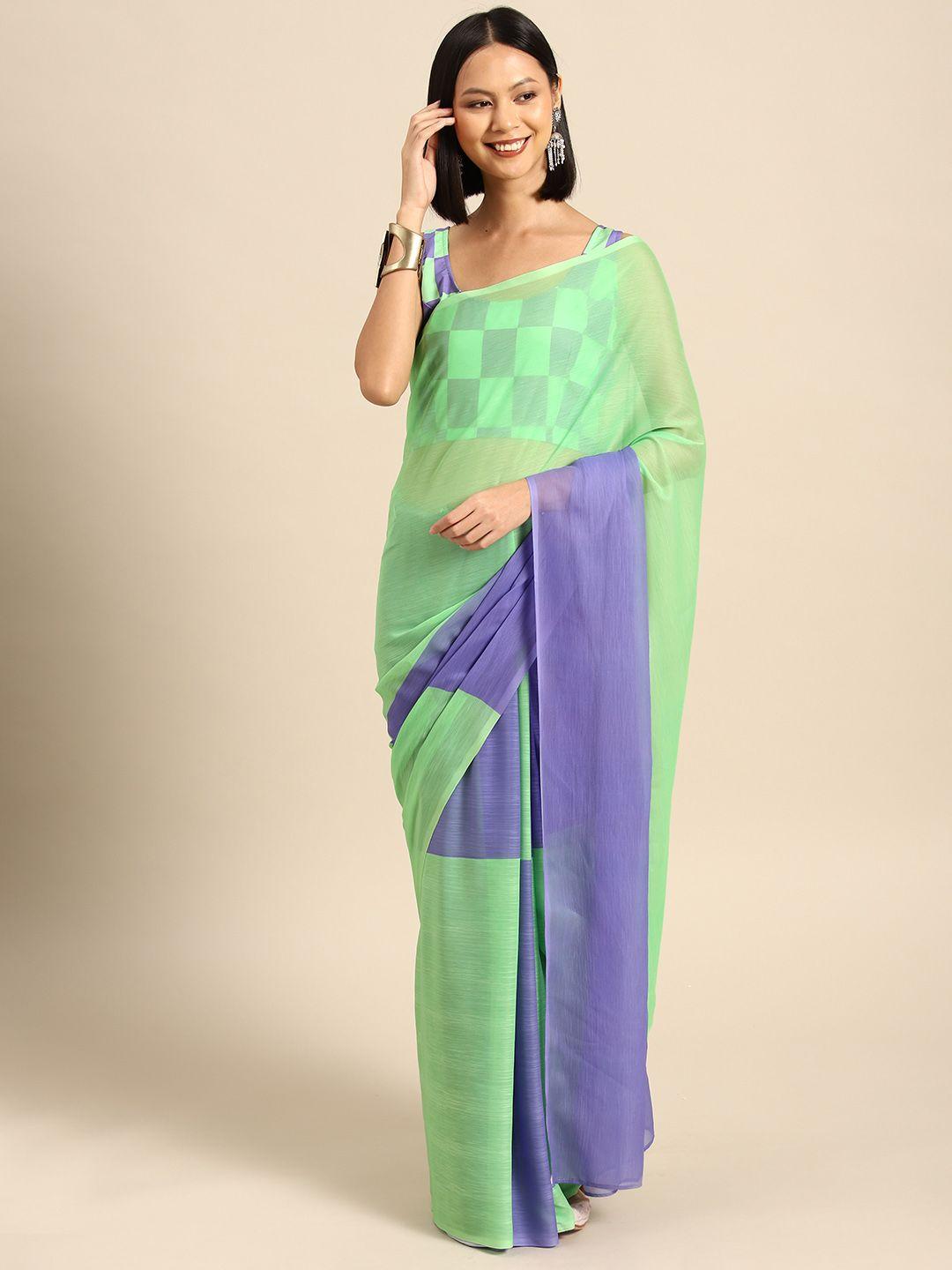 ahalyaa colourblocked poly chiffon saree