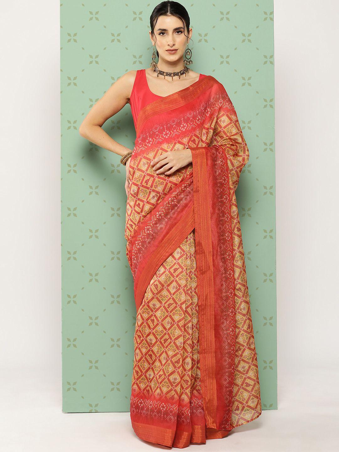 ahalyaa ethnic motifs printed chanderi zari saree