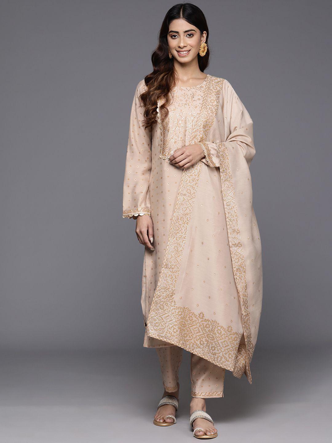 ahalyaa ethnic motifs printed gotta patti kurta with trousers & dupatta