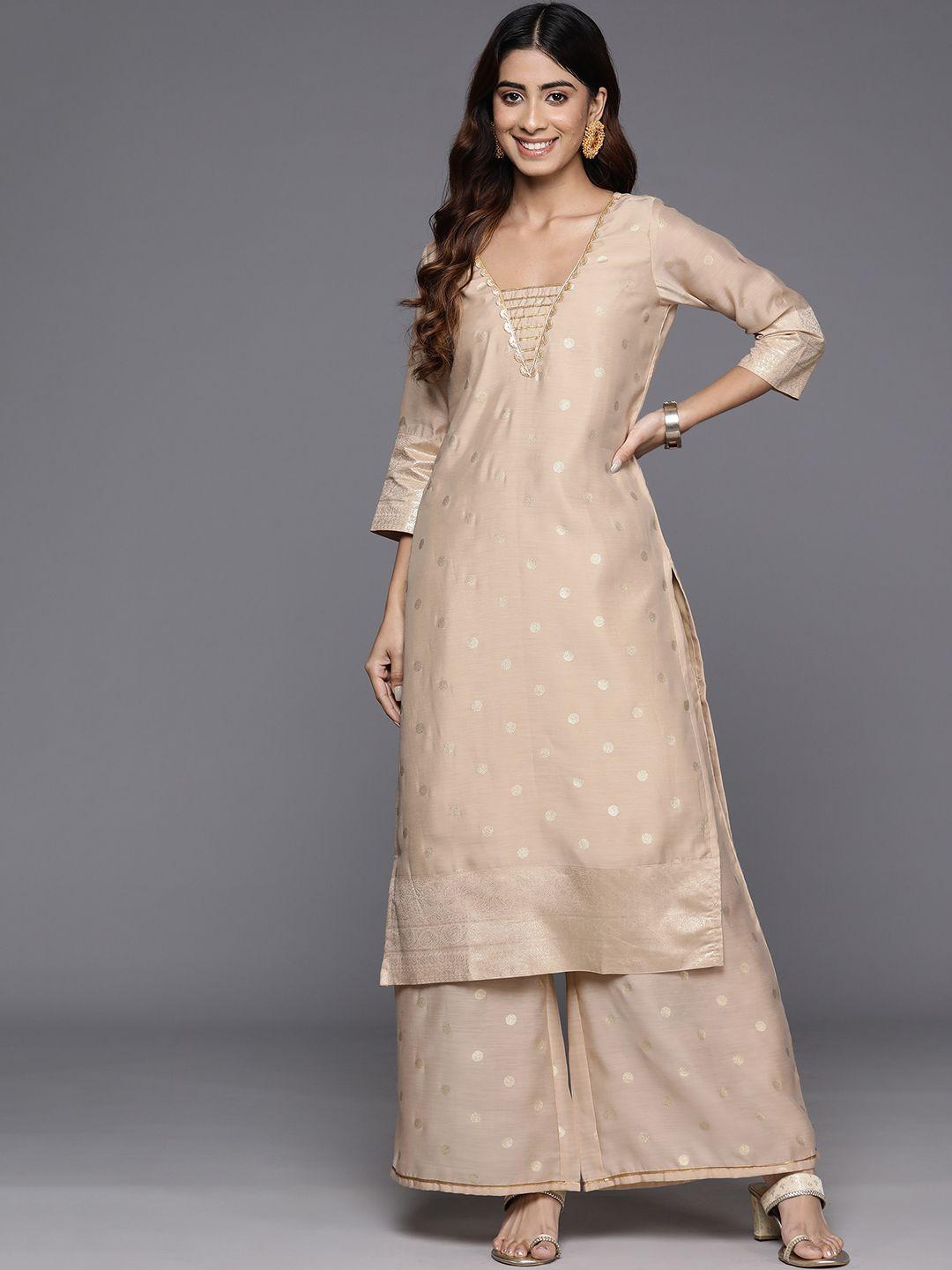 ahalyaa ethnic motifs printed regular gotta patti kurta with palazzos