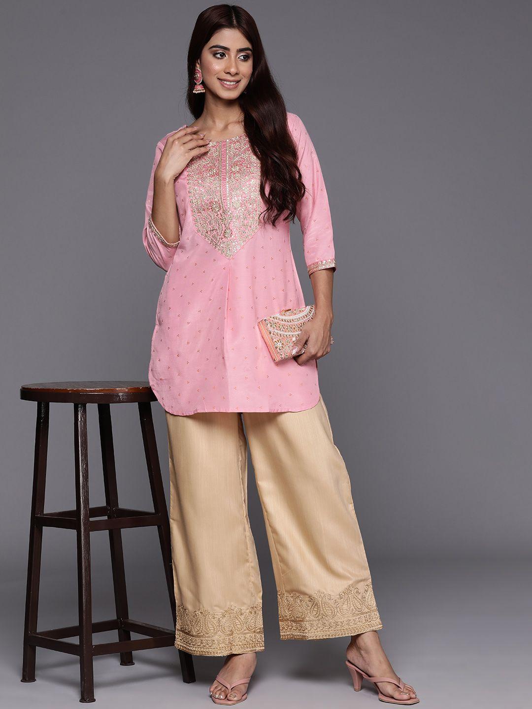 ahalyaa floral embroidered sequinned tunic