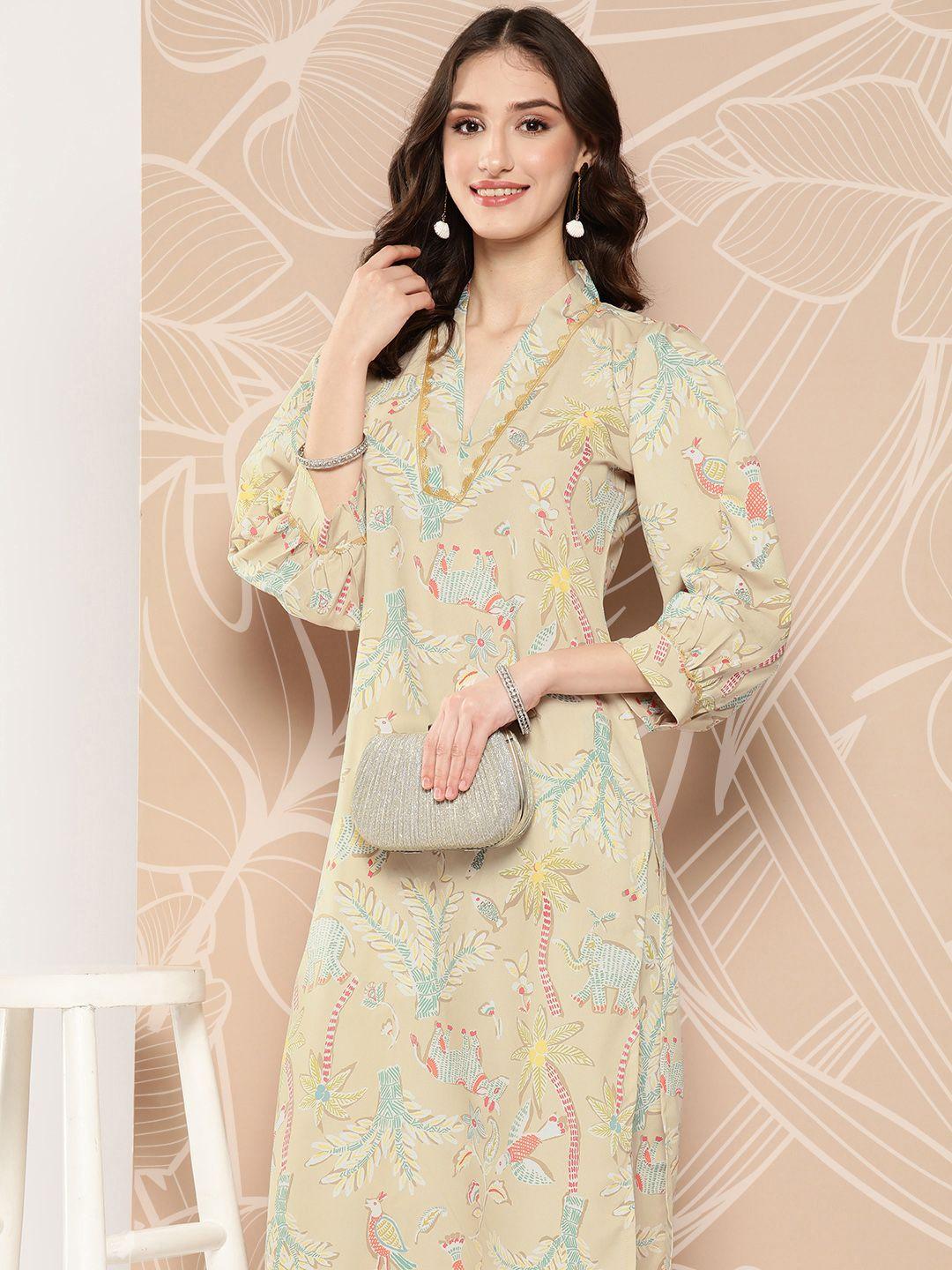 ahalyaa floral printed regular kurta with palazzos