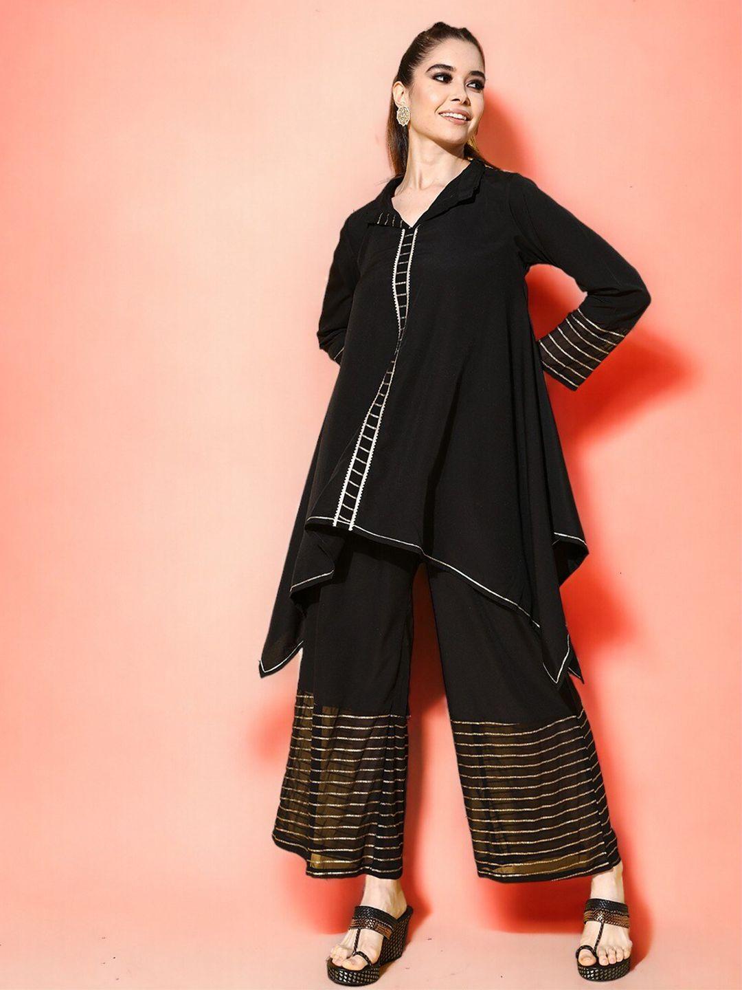 ahalyaa shirt collar neck tunic with flared trouser ethnic co-ords