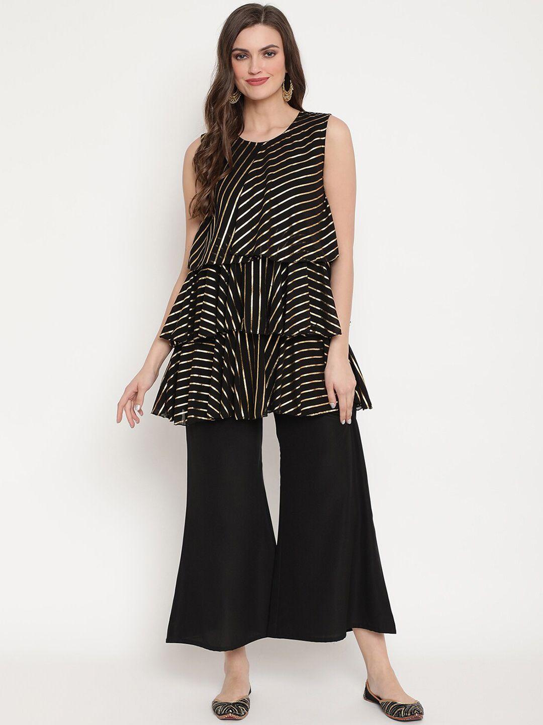 ahalyaa striped layered tunic & palazzo