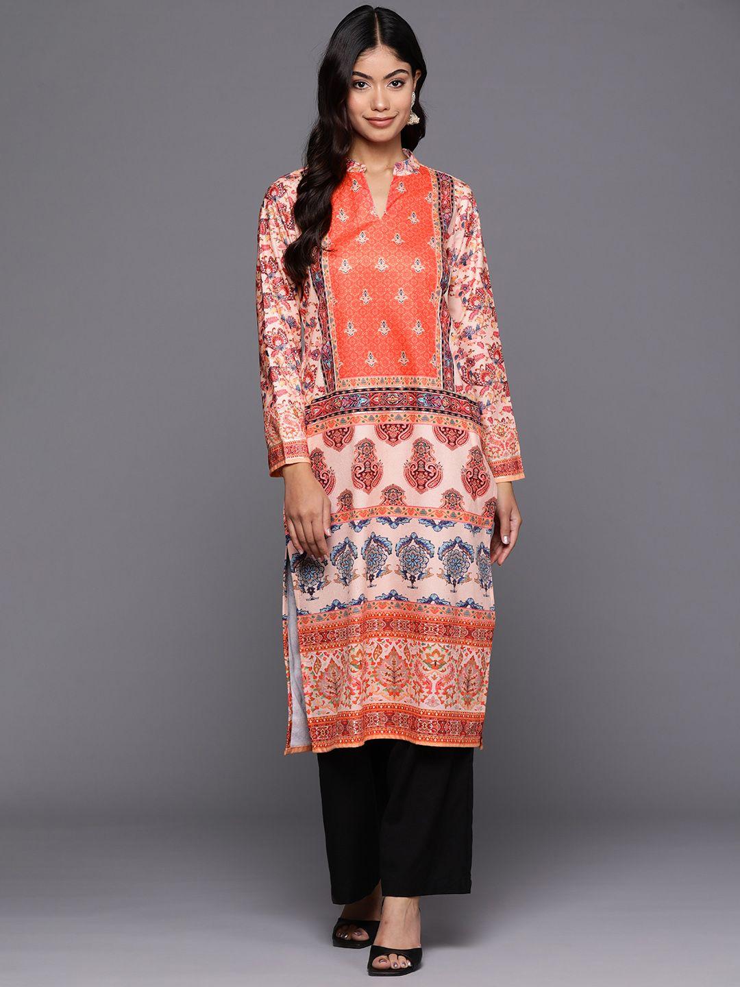 ahalyaa women ethnic motifs printed gotta patti velvet kurta