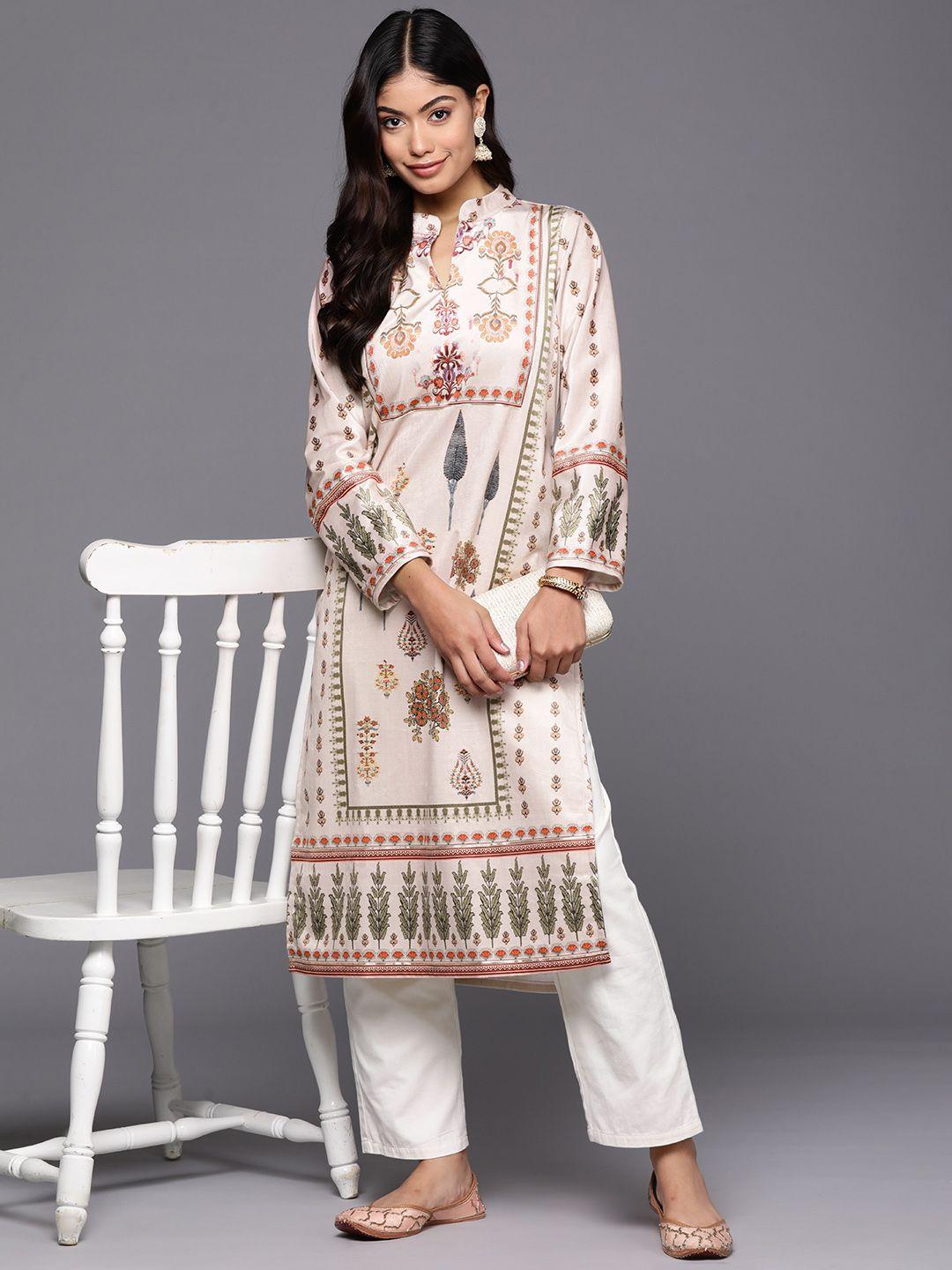 ahalyaa women ethnic motifs printed gotta patti velvet kurta