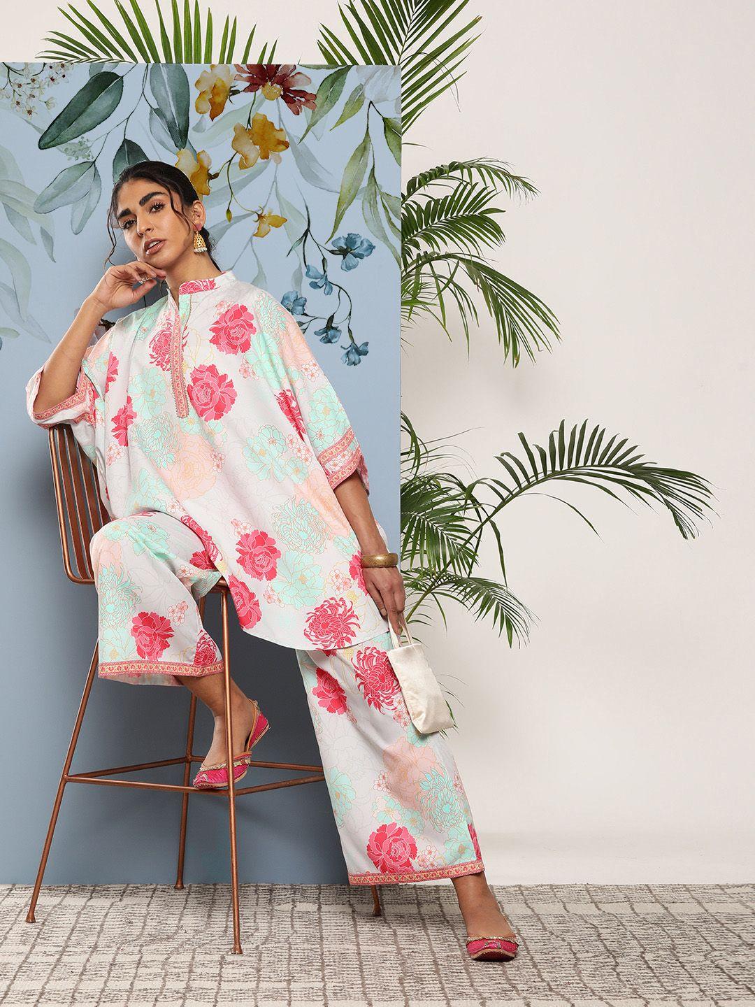 ahalyaa women floral print gotta patti crepe co-ords