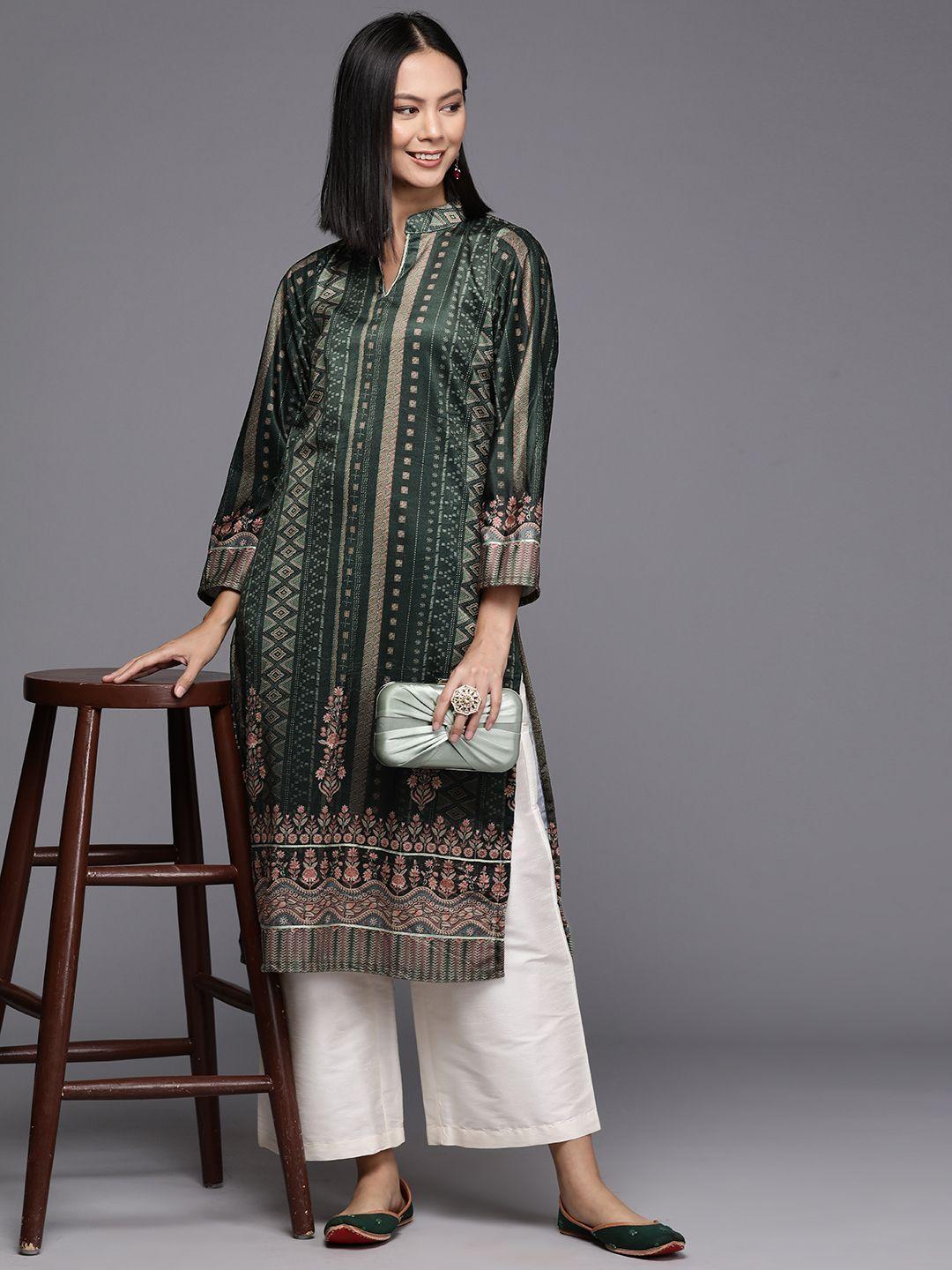 ahalyaa women geometric printed gotta patti velvet kurta