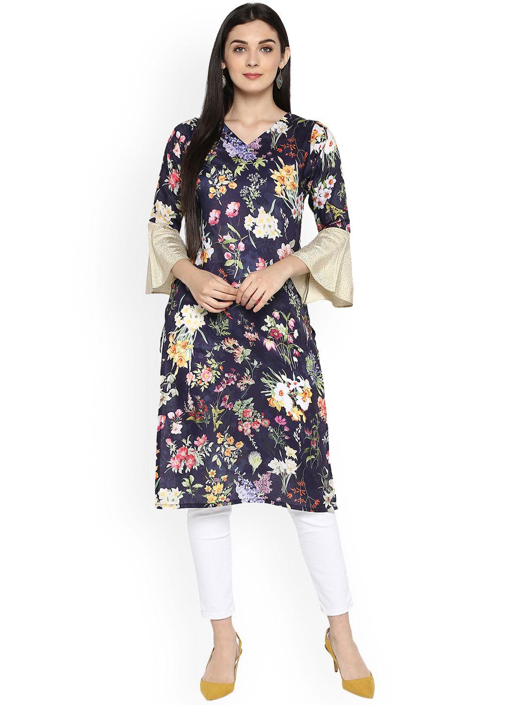 ahalyaa women multicoloured printed straight kurta