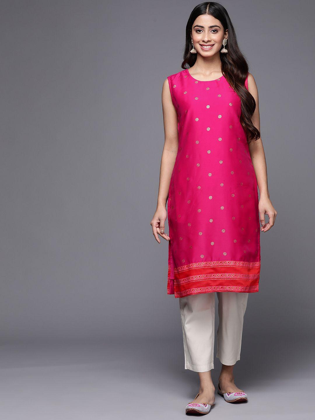 ahalyaa women pink geometric printed kurta