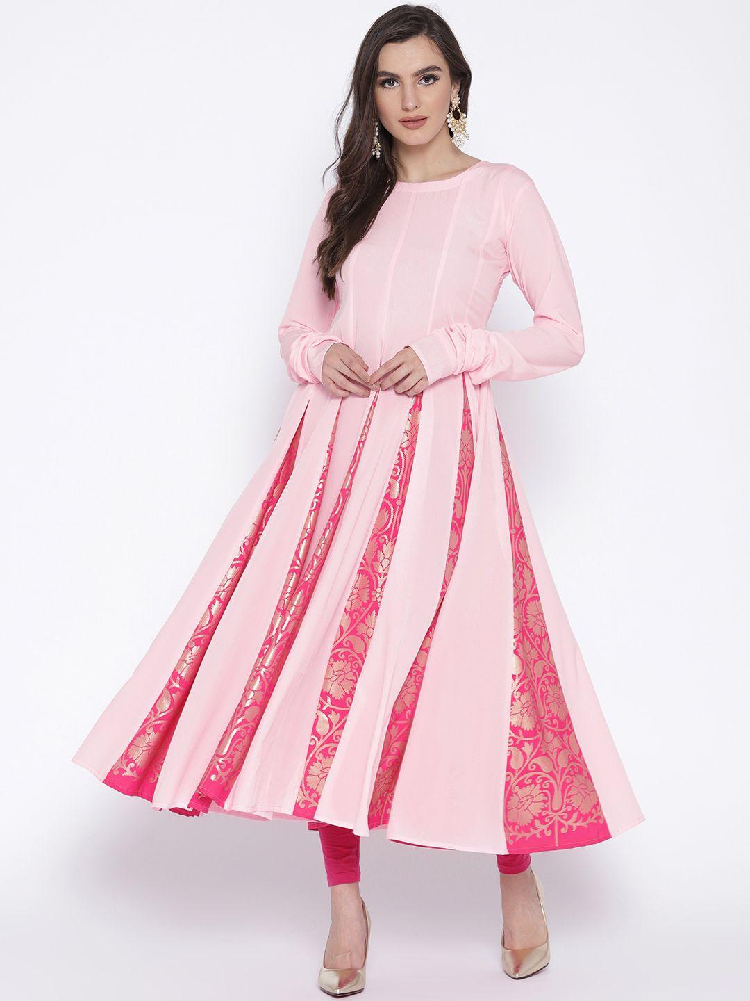 ahalyaa women pink printed anarkali kurta