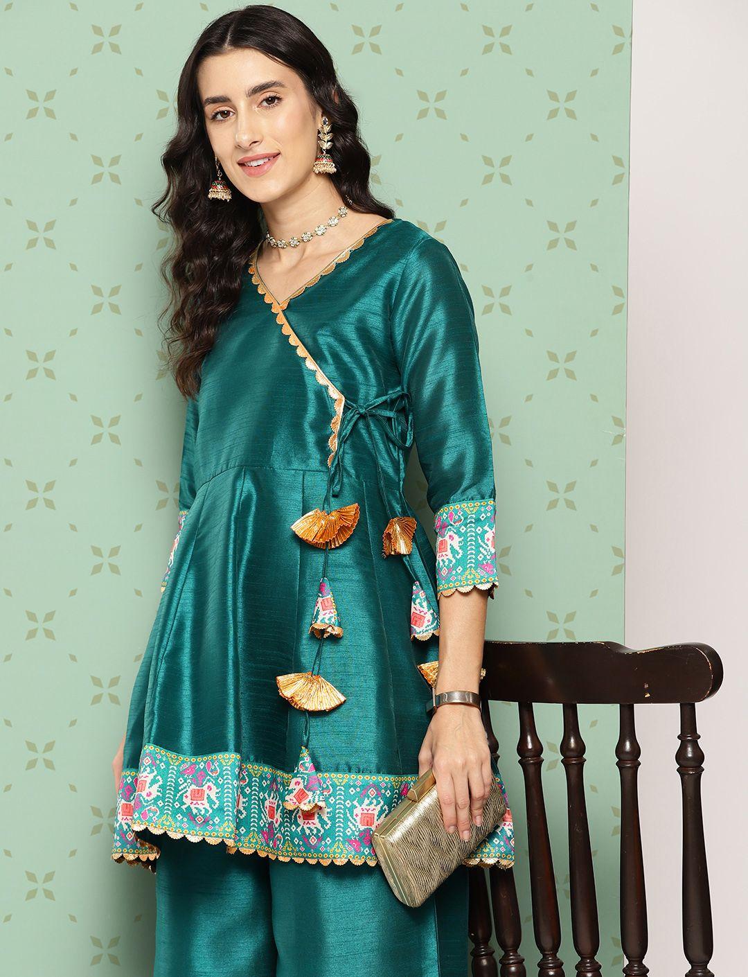 ahalyaa women printed ethnic tunic with palazzos