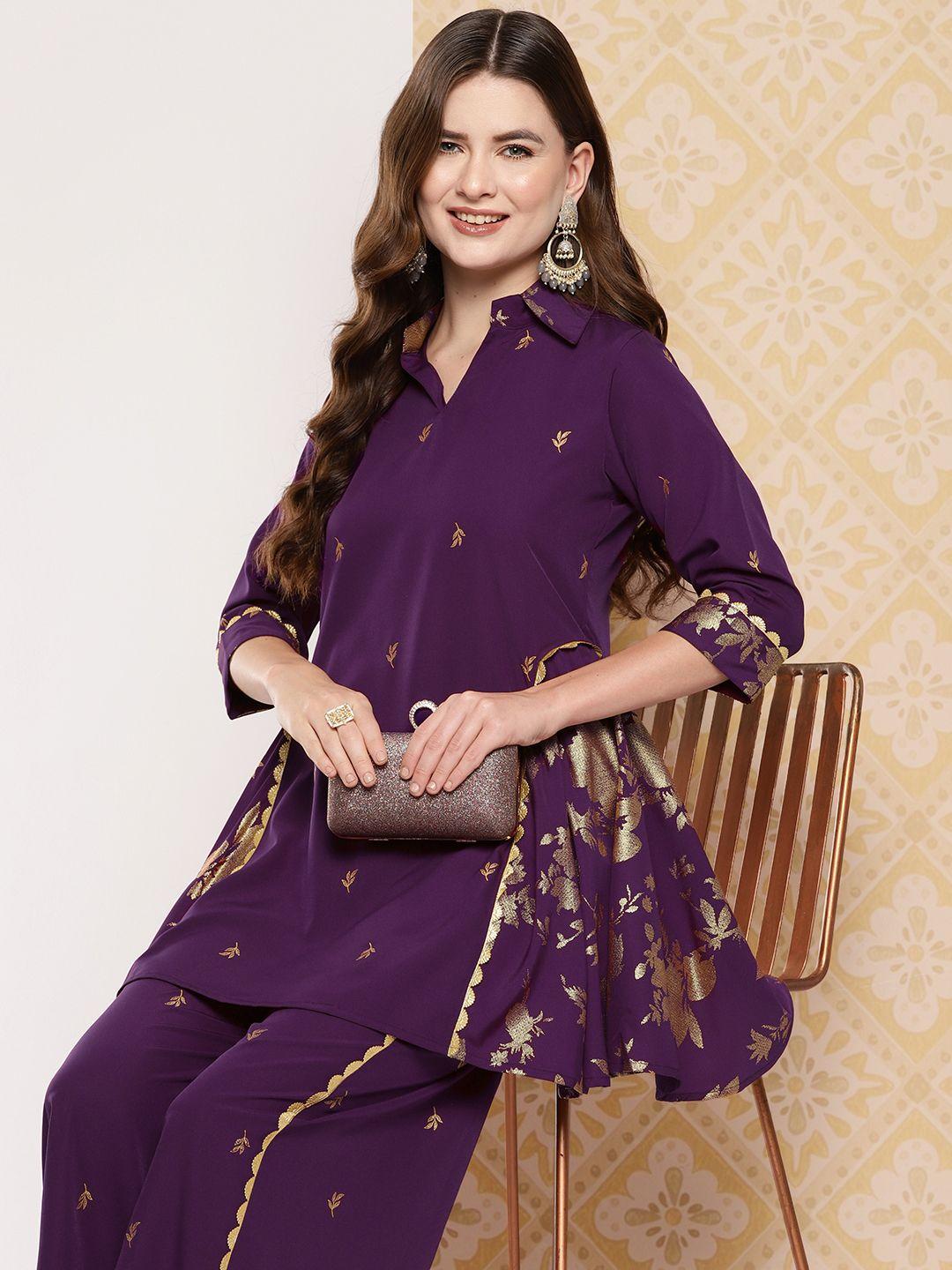 ahalyaa women printed ethnic tunic with palazzos