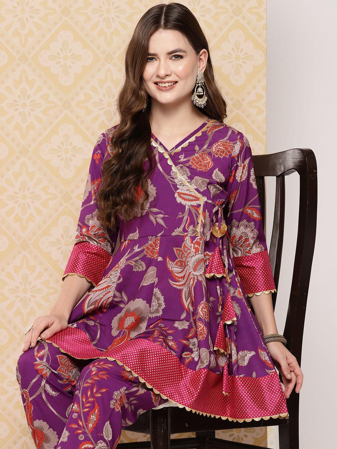 ahalyaa women printed ethnic tunic with trousers