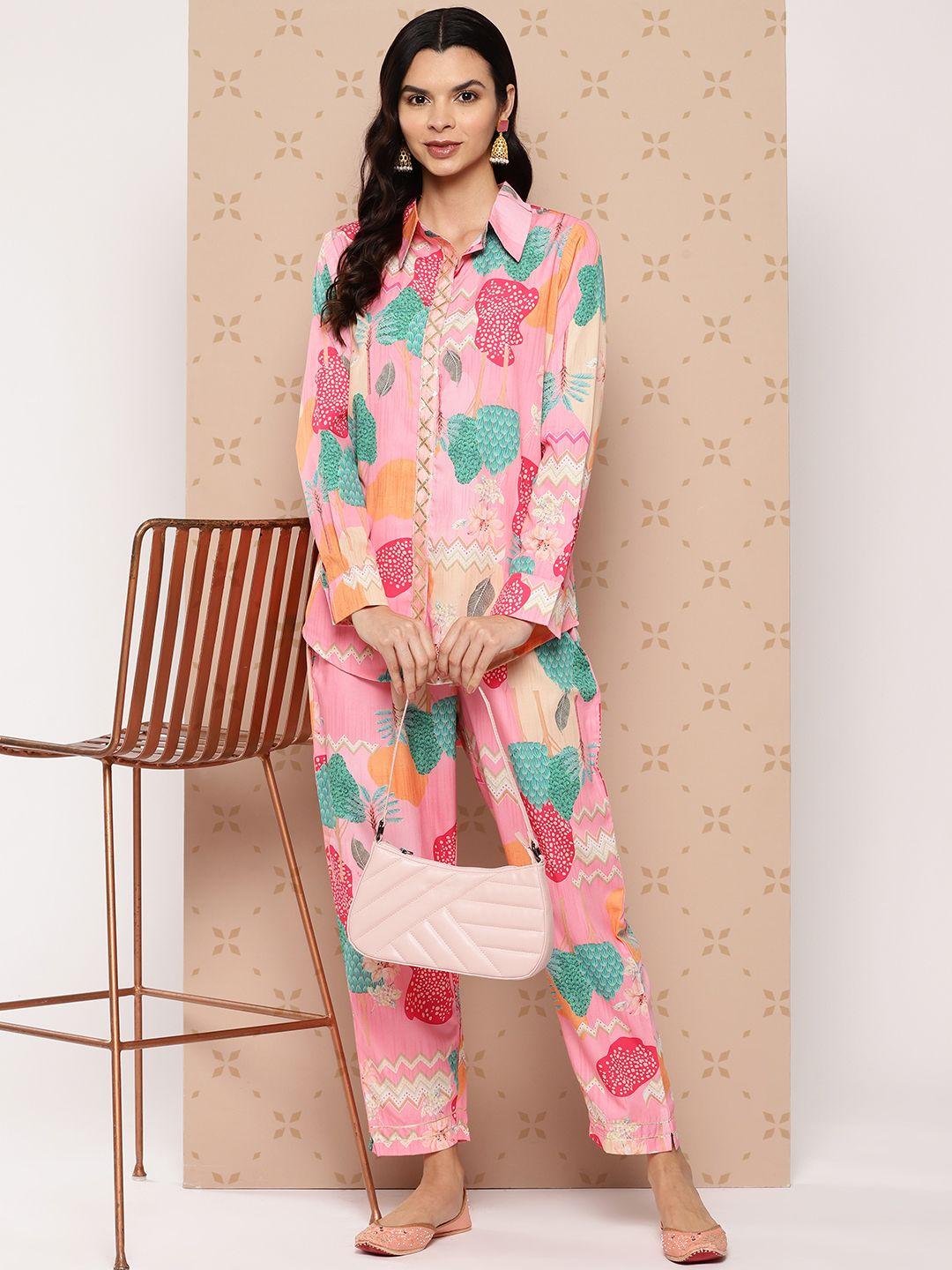 ahalyaa women printed shit & trousers co-ords set