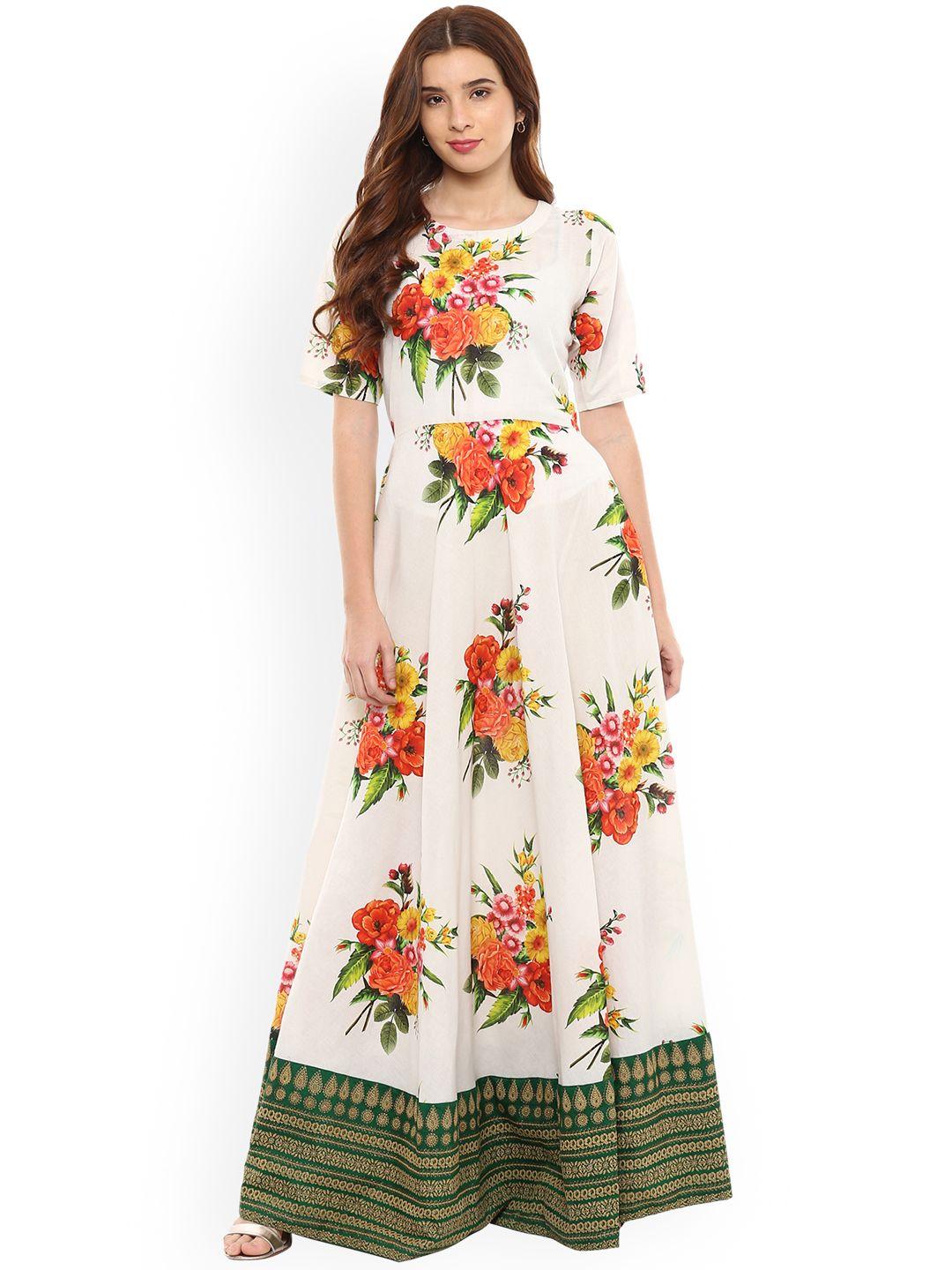 ahalyaa women white printed maxi dress