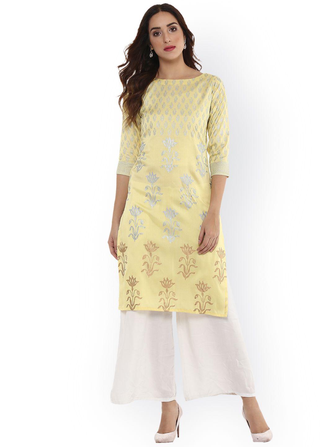 ahalyaa women yellow straight kurta